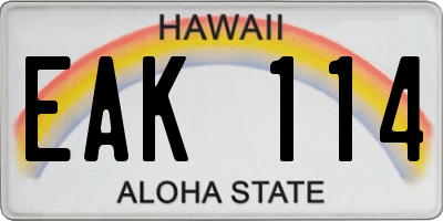 HI license plate EAK114
