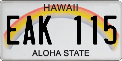 HI license plate EAK115