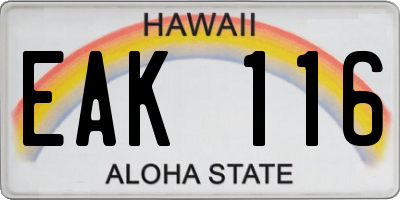 HI license plate EAK116