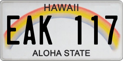 HI license plate EAK117