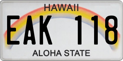 HI license plate EAK118