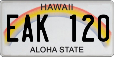 HI license plate EAK120