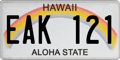 HI license plate EAK121