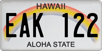 HI license plate EAK122