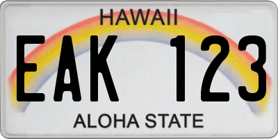 HI license plate EAK123