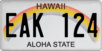 HI license plate EAK124