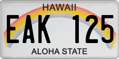 HI license plate EAK125
