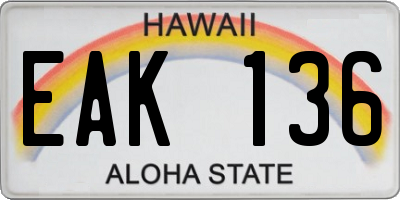 HI license plate EAK136