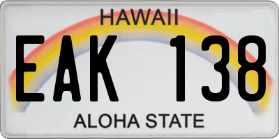 HI license plate EAK138