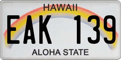 HI license plate EAK139