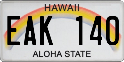 HI license plate EAK140