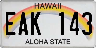 HI license plate EAK143