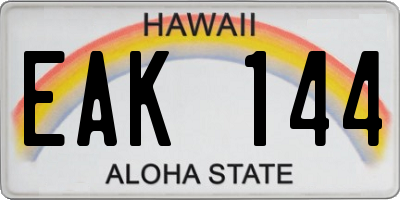 HI license plate EAK144