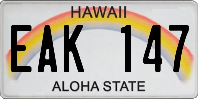 HI license plate EAK147