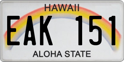 HI license plate EAK151