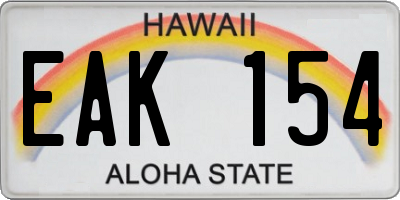 HI license plate EAK154