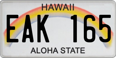 HI license plate EAK165