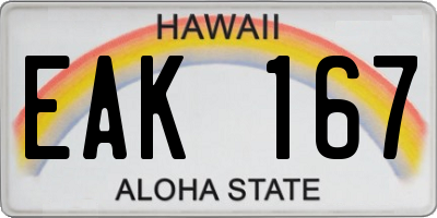 HI license plate EAK167
