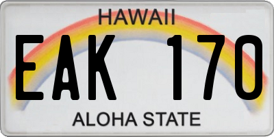 HI license plate EAK170