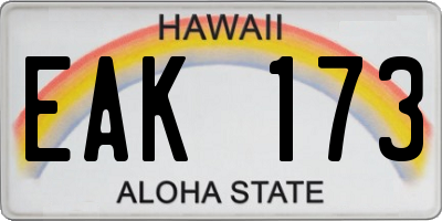 HI license plate EAK173