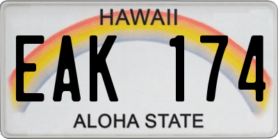 HI license plate EAK174
