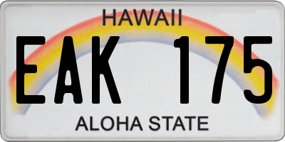 HI license plate EAK175