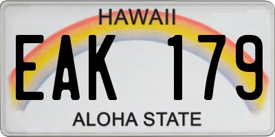 HI license plate EAK179