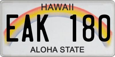 HI license plate EAK180