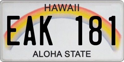 HI license plate EAK181