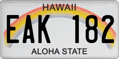 HI license plate EAK182