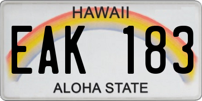 HI license plate EAK183