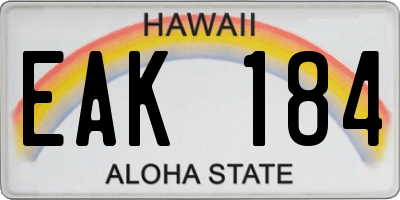 HI license plate EAK184