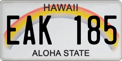 HI license plate EAK185