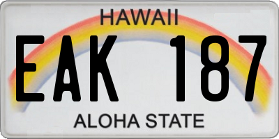 HI license plate EAK187