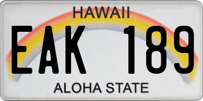 HI license plate EAK189