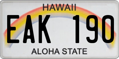 HI license plate EAK190