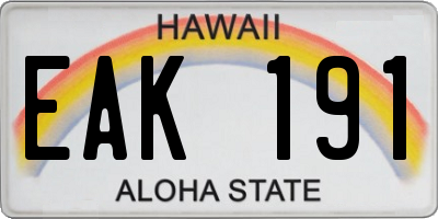 HI license plate EAK191