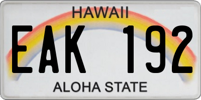 HI license plate EAK192