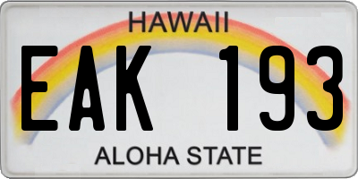 HI license plate EAK193