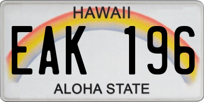 HI license plate EAK196