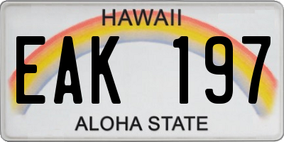 HI license plate EAK197
