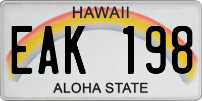 HI license plate EAK198