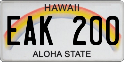 HI license plate EAK200