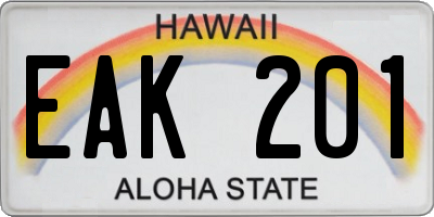 HI license plate EAK201