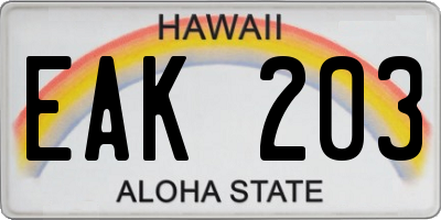 HI license plate EAK203