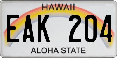 HI license plate EAK204