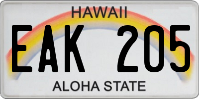 HI license plate EAK205