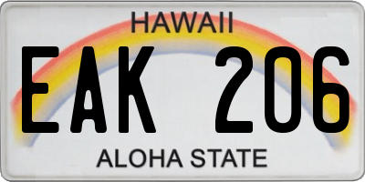 HI license plate EAK206