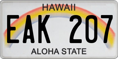 HI license plate EAK207