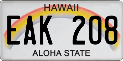 HI license plate EAK208